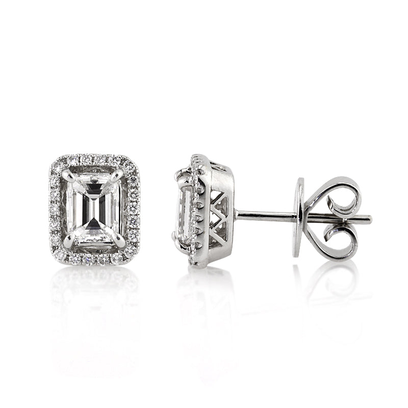 1.30ct Emerald Cut Diamond Stud Earrings