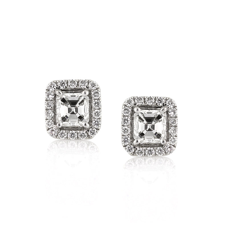 1.10ct Asscher Cut Diamond Stud Earrings