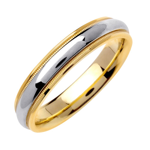 Men's Two-Tone Domed Wedding Band in 14k Yellow and White Gold 4.5mm