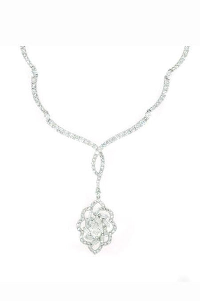 5.25ct Marquise Baguette and Round Cut Diamond Necklace