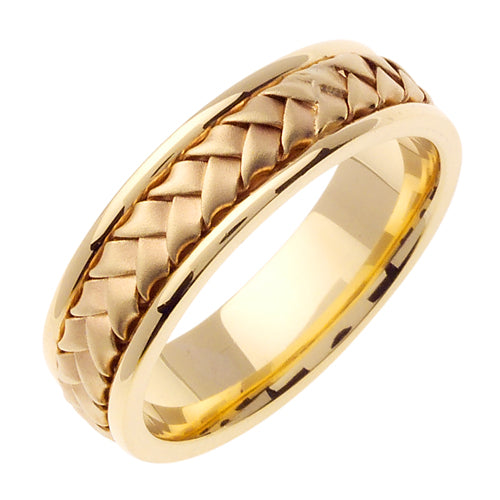 Men's Hand Braided Wedding Band in 14k Yellow Gold 7.0mm