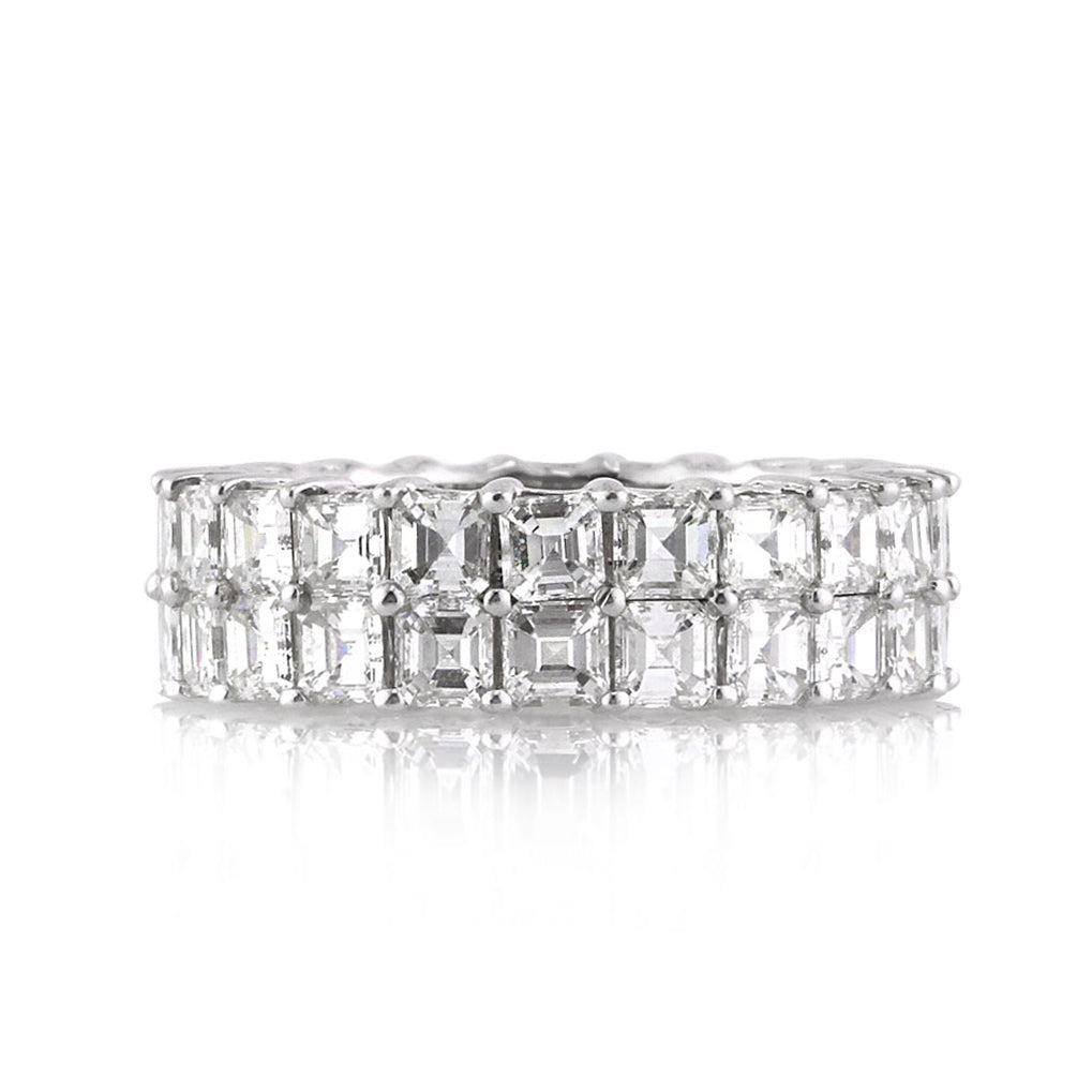 5.65ct Asscher Cut Diamond Two-Row Eternity Band