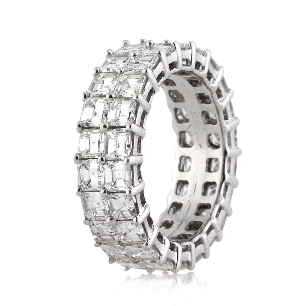 5.65ct Asscher Cut Diamond Two-Row Eternity Band