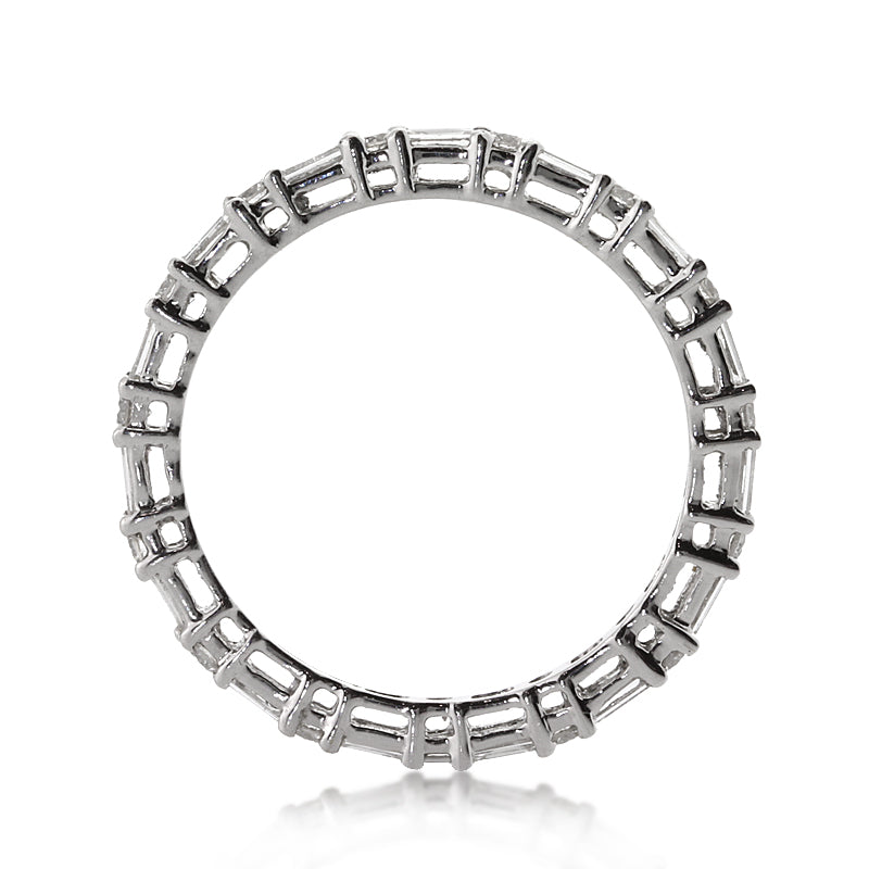 0.85ct Baguette Cut and Round Brilliant Cut Diamond Eternity Band in 18k White Gold