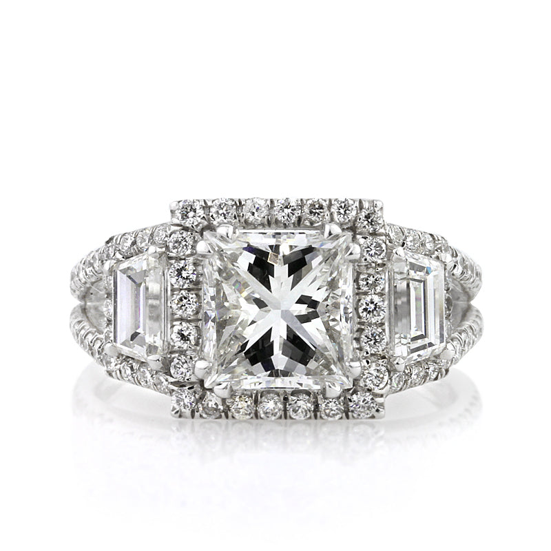3.57ct Princess Cut Diamond Engagement Ring