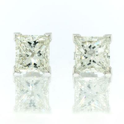6.29ct Princess Cut Diamond Stud Earrings