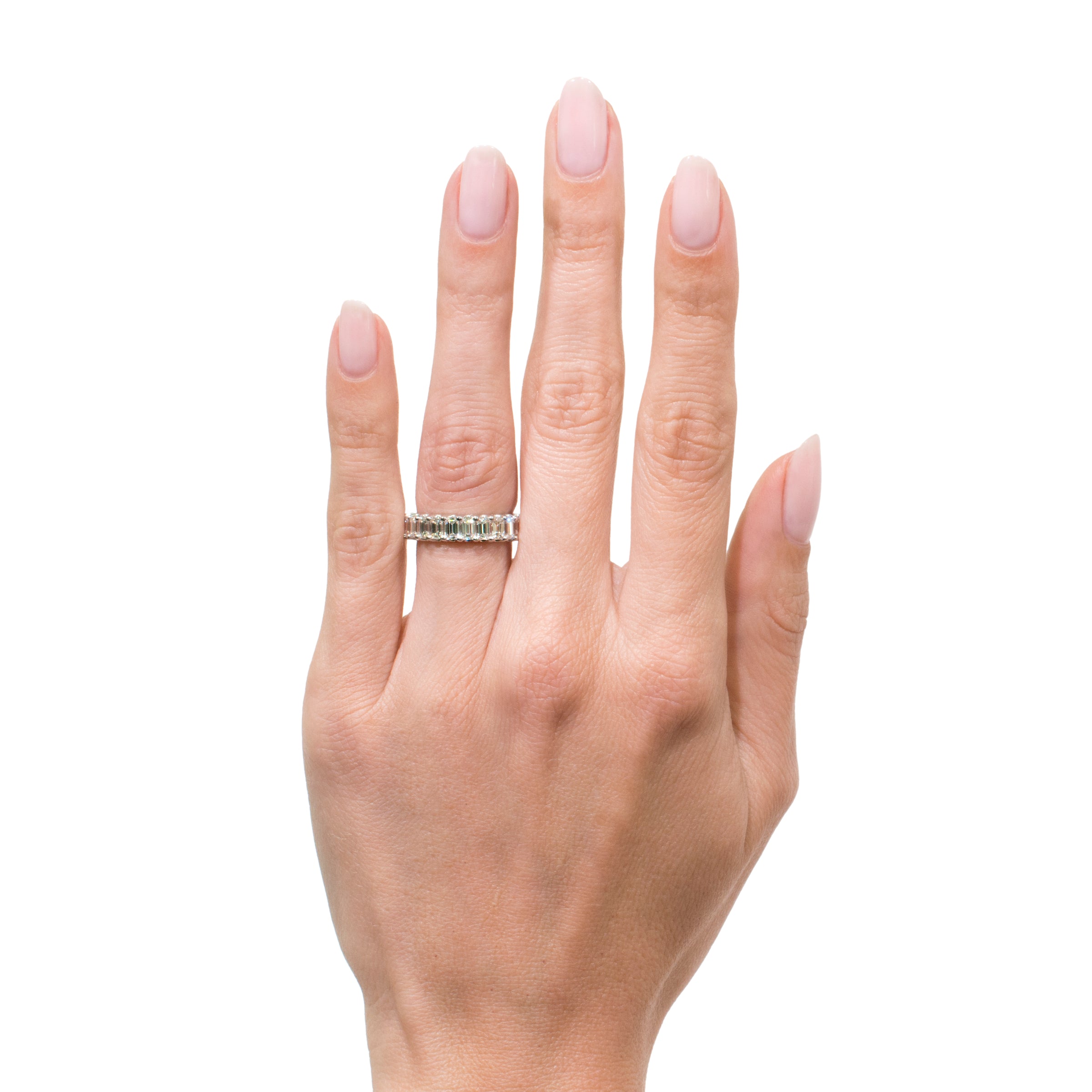 3.95ct Emerald Cut Diamond Eternity Band in 18k Yellow Gold