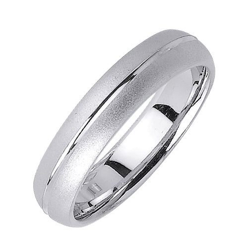 Men's Handmade Domed Sandblasted Wedding Band in Platinum 5mm