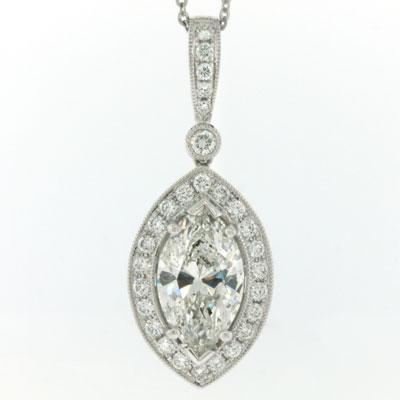 3.12ct Marquise Cut Diamond Pendant Necklace