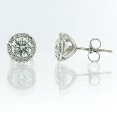 1.32ct Round Brilliant Cut Diamond Stud Earrings