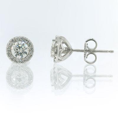1.00ct Round Brilliant Cut Diamond Stud Earrings