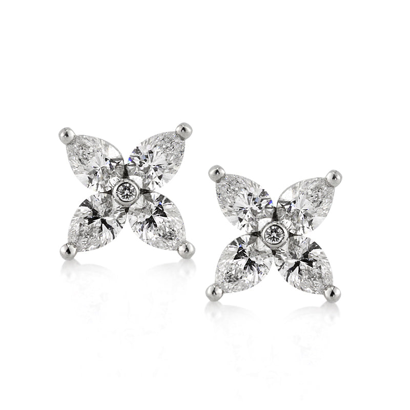1.60ct Pear Shaped Diamond Stud Earrings