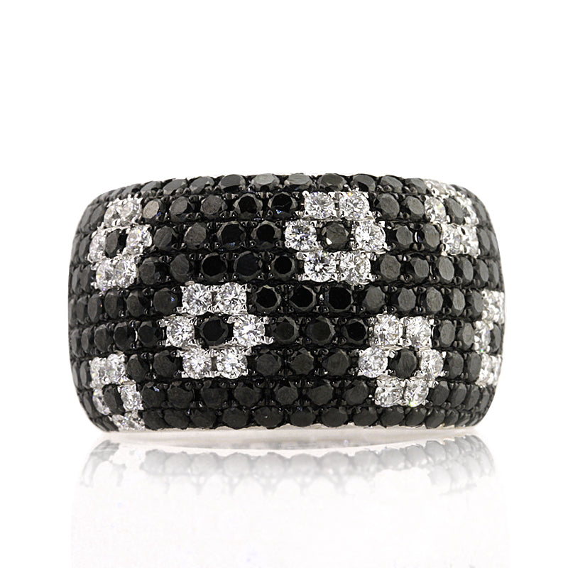 2.55ct Black and White Round Diamond Ring Masterpiece