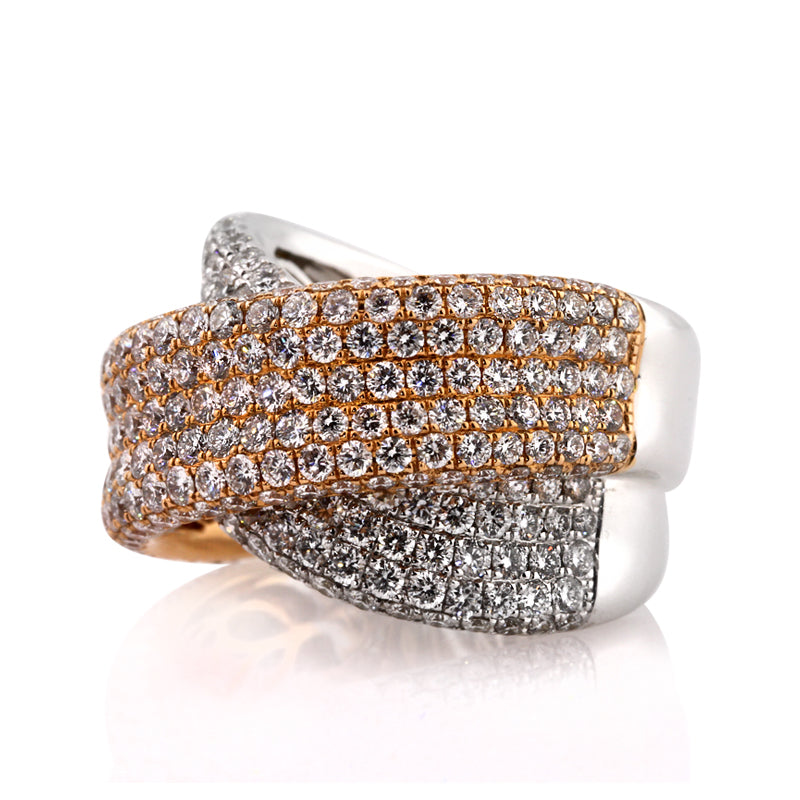 3.65ct White and Rose Gold Round Brilliant Cut Diamond Ring