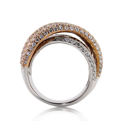 3.65ct White and Rose Gold Round Brilliant Cut Diamond Ring