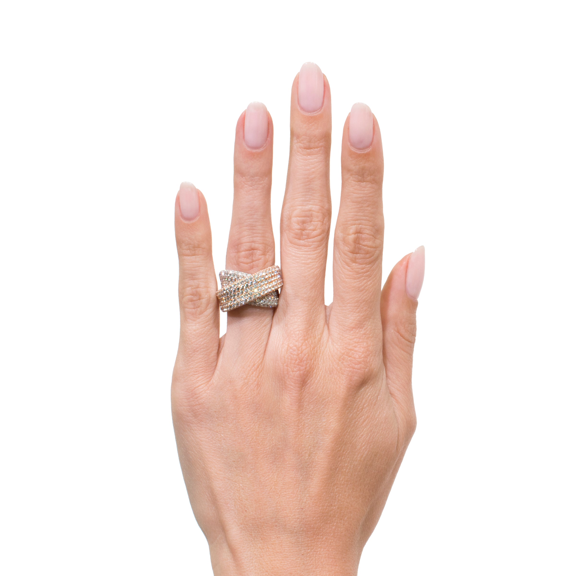 3.65ct White and Rose Gold Round Brilliant Cut Diamond Ring