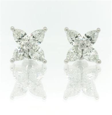 3.20ct Pear Shaped Diamond Stud Earrings