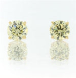 1.80ct Fancy Yellow Round Brilliant Cut Diamond Stud Earrings