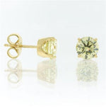 1.80ct Fancy Yellow Round Brilliant Cut Diamond Stud Earrings