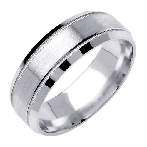 Men's Beveled Edge Satin Finish Wedding Band in Platinum 7.0mm