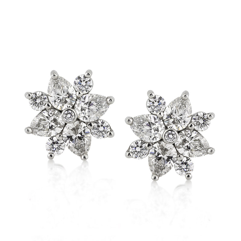3.40ct Pear Shaped Diamond Stud Earrings