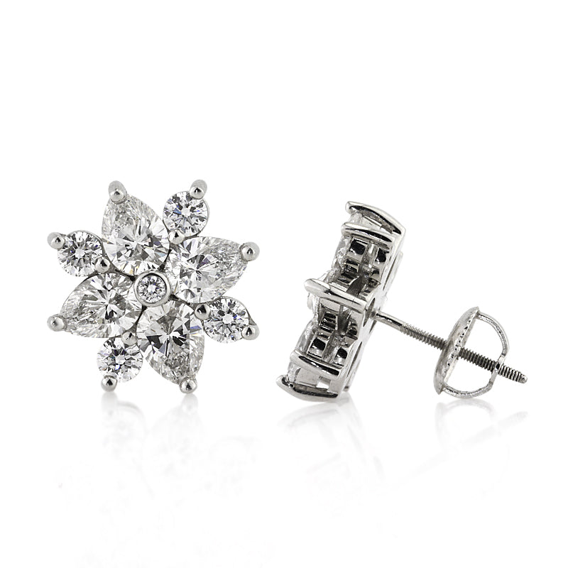 3.40ct Pear Shaped Diamond Stud Earrings