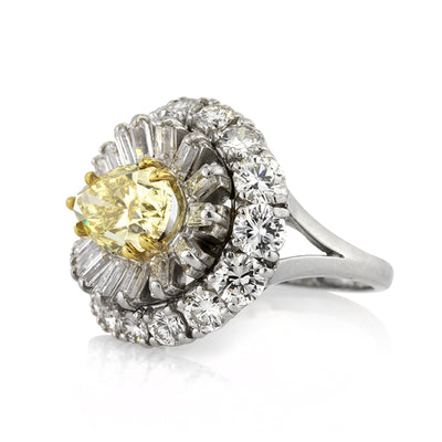 8.15ct Fancy Intense Yellow Pear Shaped Diamond Engagement Ring
