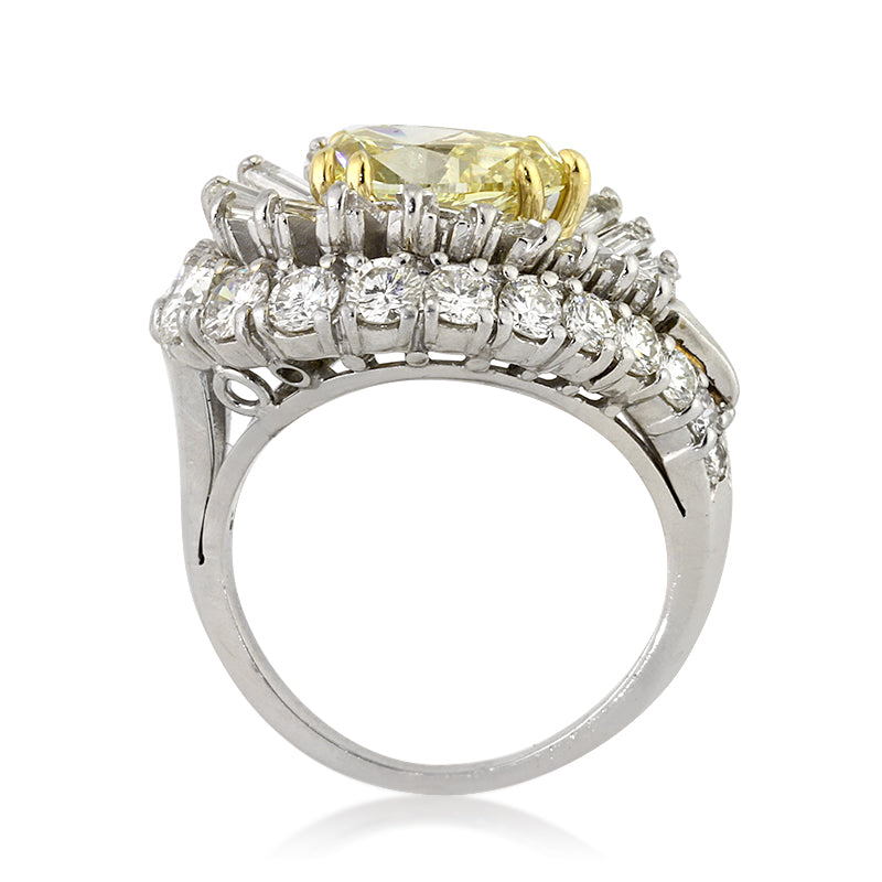8.15ct Fancy Intense Yellow Pear Shaped Diamond Engagement Ring