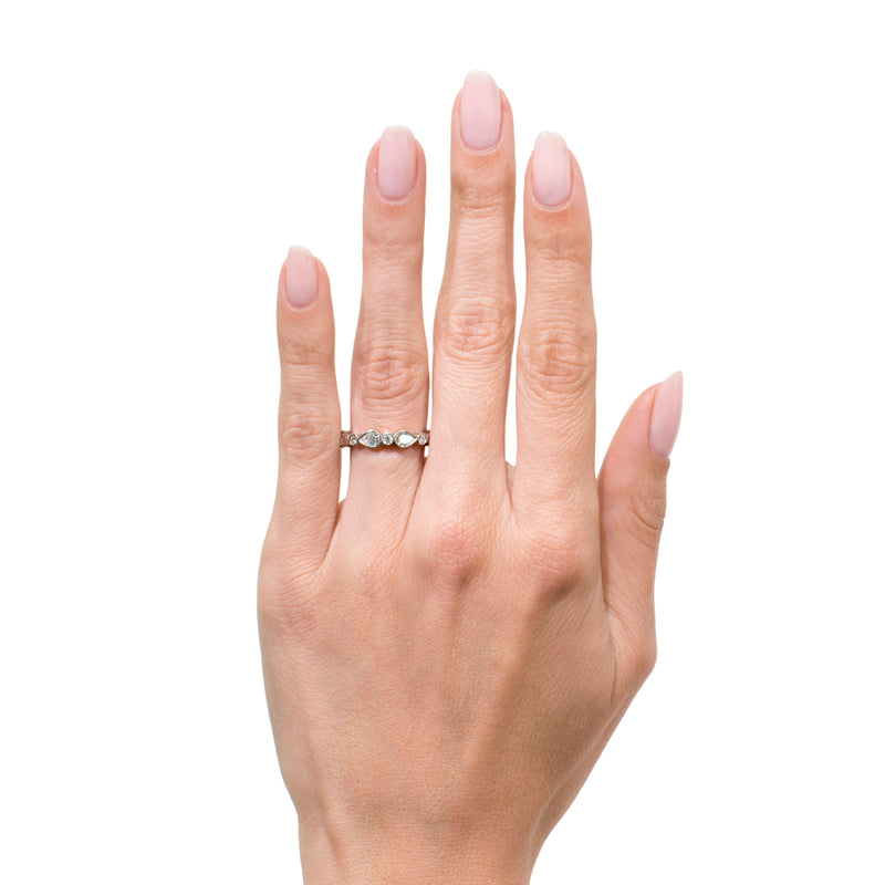 1.80ct Pear Shaped and Round Brilliant Cut Diamond Eternity Band in 18k White Gold