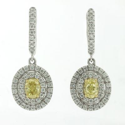 1.60ct Fancy Yellow Oval Cut Diamond Earrings