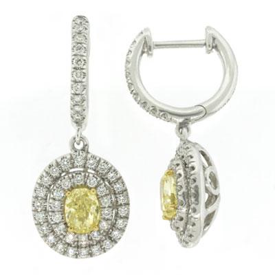 1.60ct Fancy Yellow Oval Cut Diamond Earrings