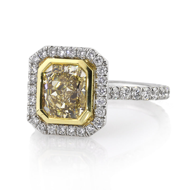 3.27ct Fancy Yellow Radiant Cut Diamond Engagement Ring