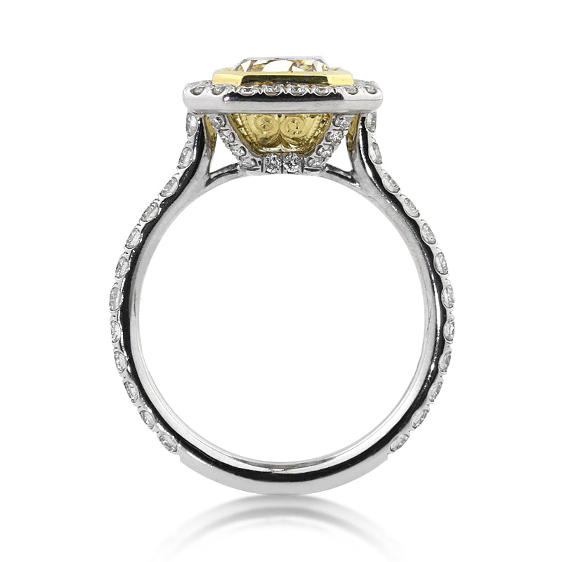 3.27ct Fancy Yellow Radiant Cut Diamond Engagement Ring