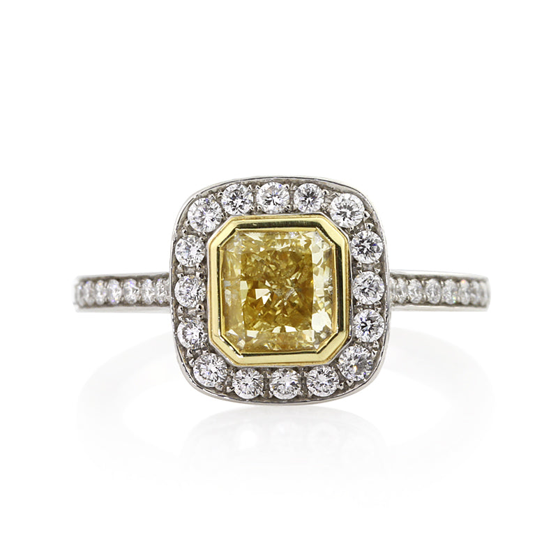 2.20ct Fancy Yellow Radiant Cut Diamond Engagement Ring