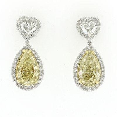 4.74ct Fancy Yellow Pear Shaped Diamond Earrings