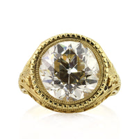 7.65ct Antique European Round Cut Diamond Engagement Ring
