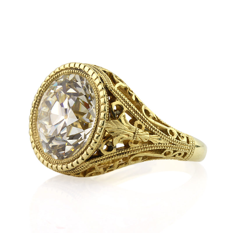 7.65ct Antique European Round Cut Diamond Engagement Ring