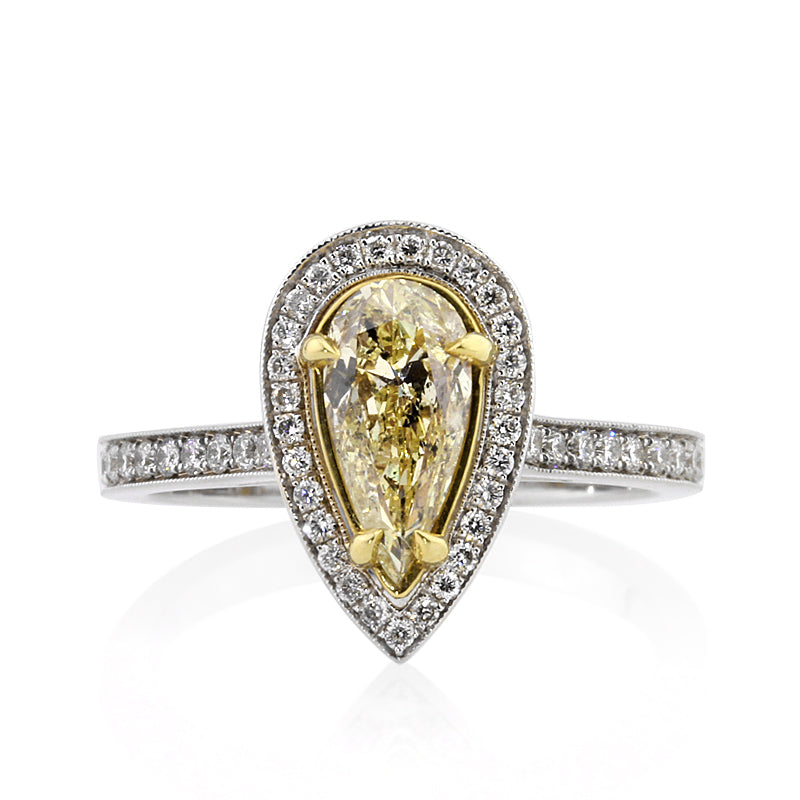 1.61ct Fancy Light Yellow Pear Shaped Diamond Engagement Ring