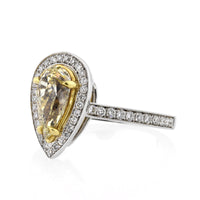 1.61ct Fancy Light Yellow Pear Shaped Diamond Engagement Ring