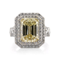 7.37ct Fancy Brownish Yellow Emerald Cut Diamond Engagement Ring