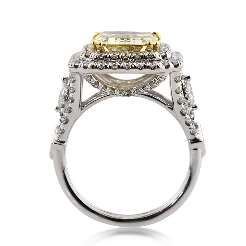 7.37ct Fancy Brownish Yellow Emerald Cut Diamond Engagement Ring