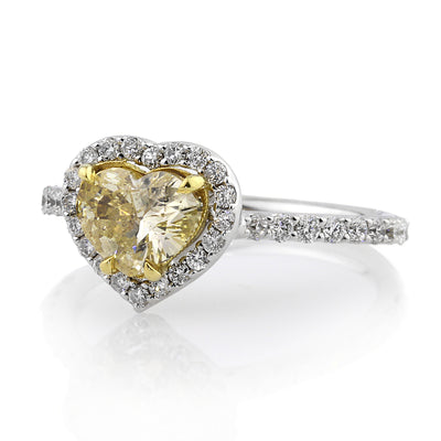 1.71ct Fancy Light Yellow Heart Shaped Diamond Engagement Ring