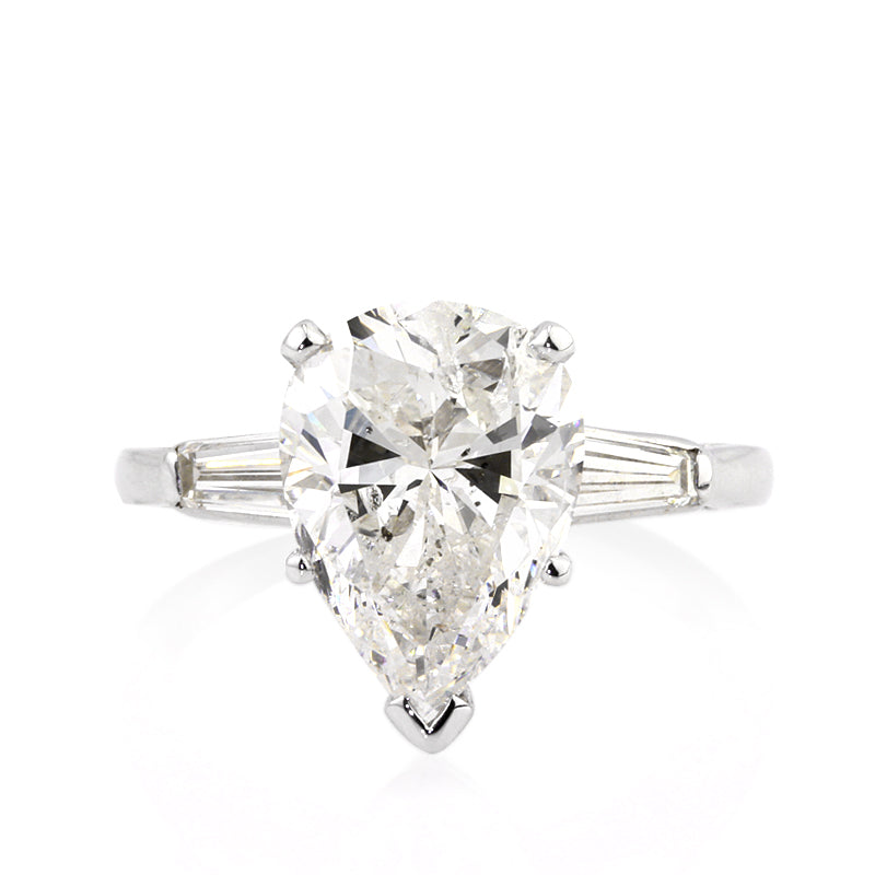 5.38ct Pear Shaped Diamond Engagement Ring