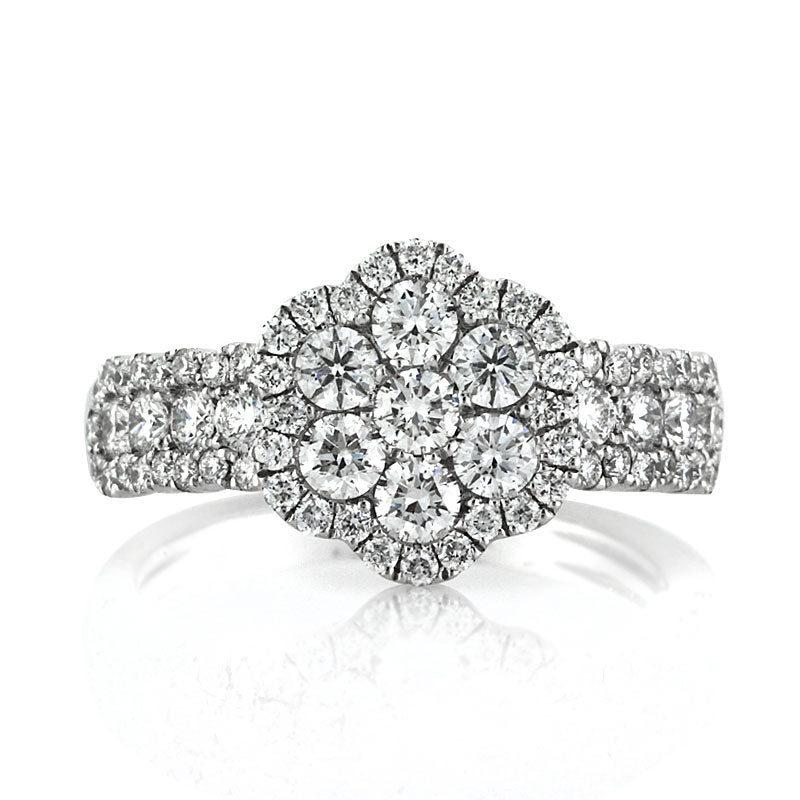 1.40ct Round Brilliant Cut Diamond Flower Cluster Right-Hand Ring