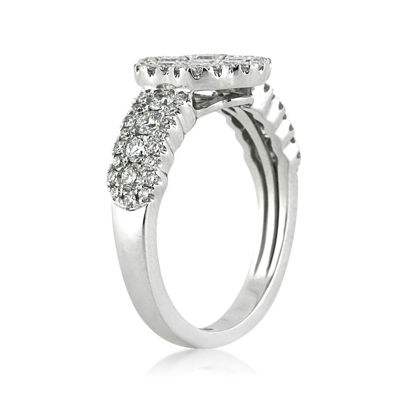 1.40ct Round Brilliant Cut Diamond Flower Cluster Right-Hand Ring