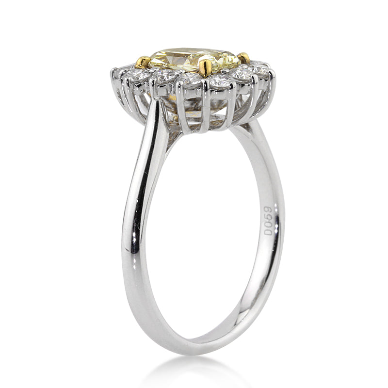 1.79ct Fancy Yellow Radiant Cut Diamond Engagement Ring