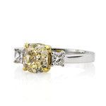 1.93ct Fancy Yellow Cushion Cut Diamond Engagement Ring
