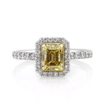 1.95ct Fancy Intense Yellow Emerald Cut Diamond Engagement Ring