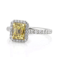 1.95ct Fancy Intense Yellow Emerald Cut Diamond Engagement Ring