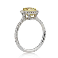 1.95ct Fancy Intense Yellow Emerald Cut Diamond Engagement Ring